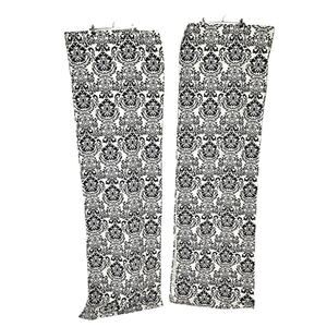 Pier 1 Damask Curtain Panels Set of 2 Black Beige Drapes 52"x84"